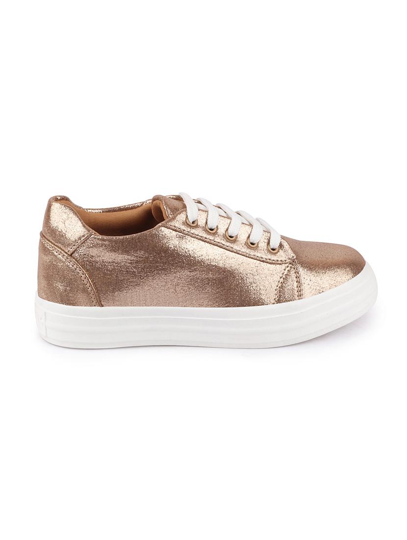 gold lace-up sneakers - 17030458 - Zoom Image - 2