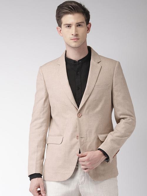 beige cotton formal blazer - 17030642 - Standard Image - 1