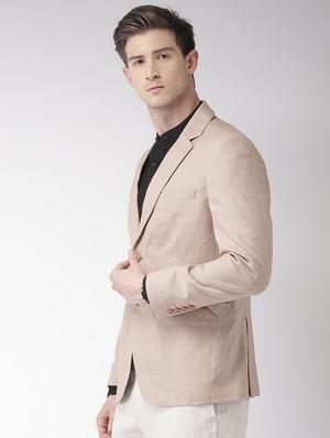 beige cotton formal blazer - 17030642 - Standard Image - 2