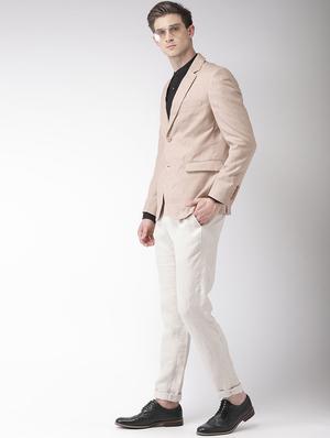 beige cotton formal blazer - 17030642 - Standard Image - 4