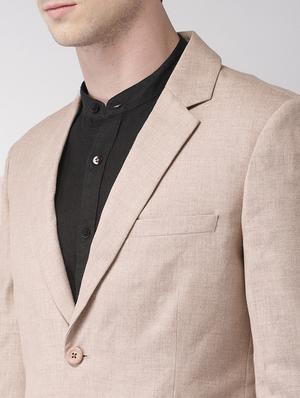 beige cotton formal blazer - 17030642 - Standard Image - 5