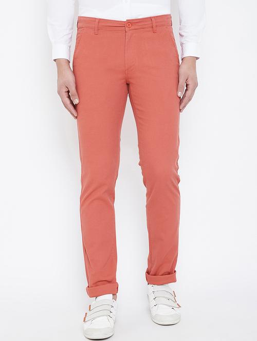 red solid chinos - 17031583 - Standard Image - 1
