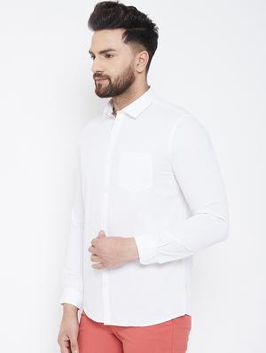 white solid casual shirt - 17031597 - Standard Image - 2