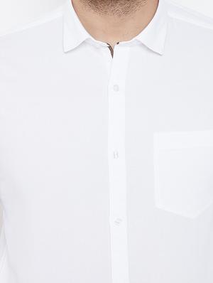white solid casual shirt - 17031597 - Standard Image - 4