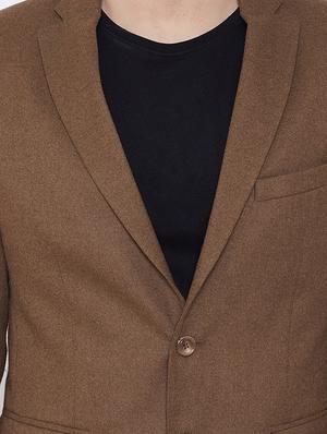 brown wool & polyester blend single breasted casual blazer - 17031633 - Standard Image - 5