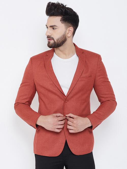 red wool & polyester blend single breasted casual blazer - 17031635 - Standard Image - 1