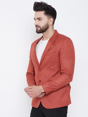 red wool & polyester blend single breasted casual blazer - 17031635 - Standard Image - 2