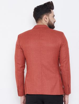 red wool & polyester blend single breasted casual blazer - 17031635 - Standard Image - 3