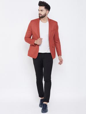 red wool & polyester blend single breasted casual blazer - 17031635 - Standard Image - 4