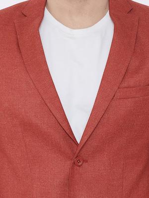 red wool & polyester blend single breasted casual blazer - 17031635 - Standard Image - 5
