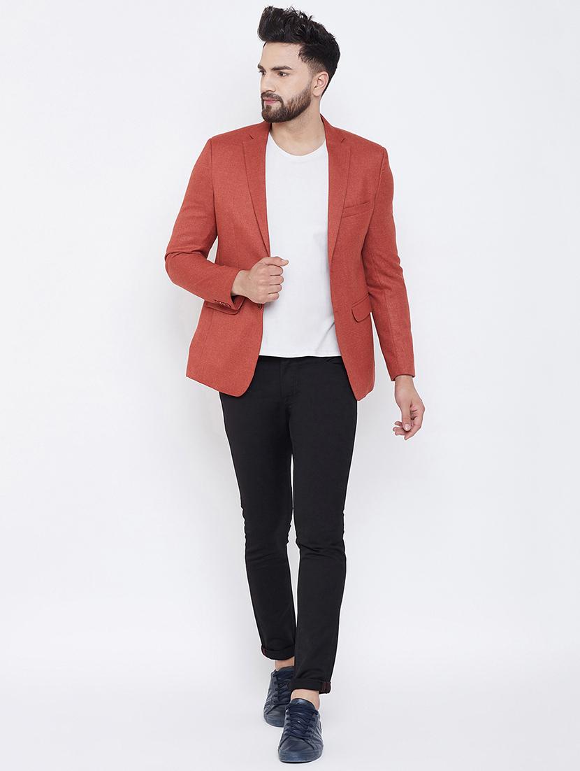 red wool & polyester blend single breasted casual blazer - 17031635 - Zoom Image - 4