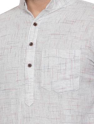 grey cotton short kurta - 17031970 - Standard Image - 5