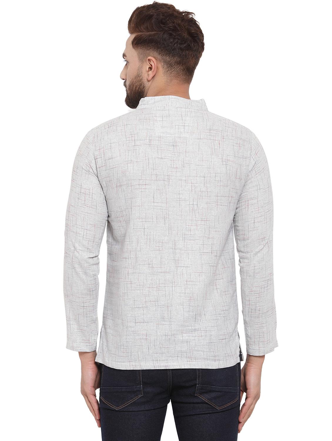 grey cotton short kurta - 17031970 - Zoom Image - 3
