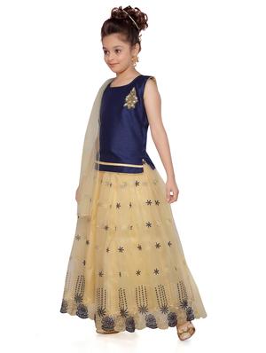 navy blue silk blend lehnga choli - 17031999 - Standard Image - 2