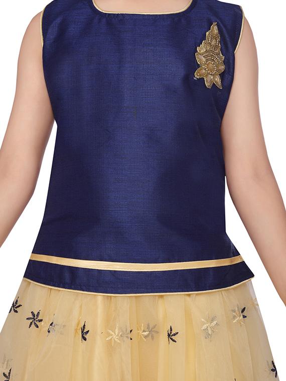 navy blue silk blend lehnga choli - 17031999 - Zoom Image - 4