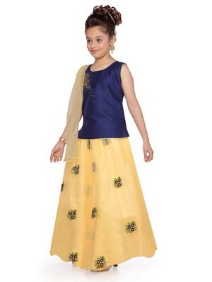 navy blue silk blend lehnga choli - 17032017 - Standard Image - 2