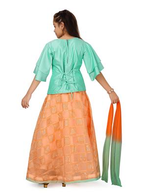 green silk blend lehnga choli - 17032023 - Standard Image - 3