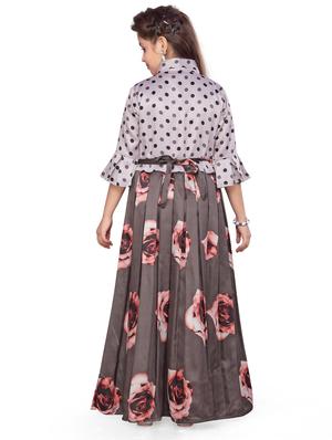 grey cotton blend party gown - 17032031 - Standard Image - 3