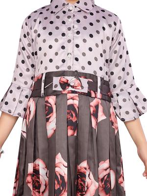 grey cotton blend party gown - 17032031 - Standard Image - 4