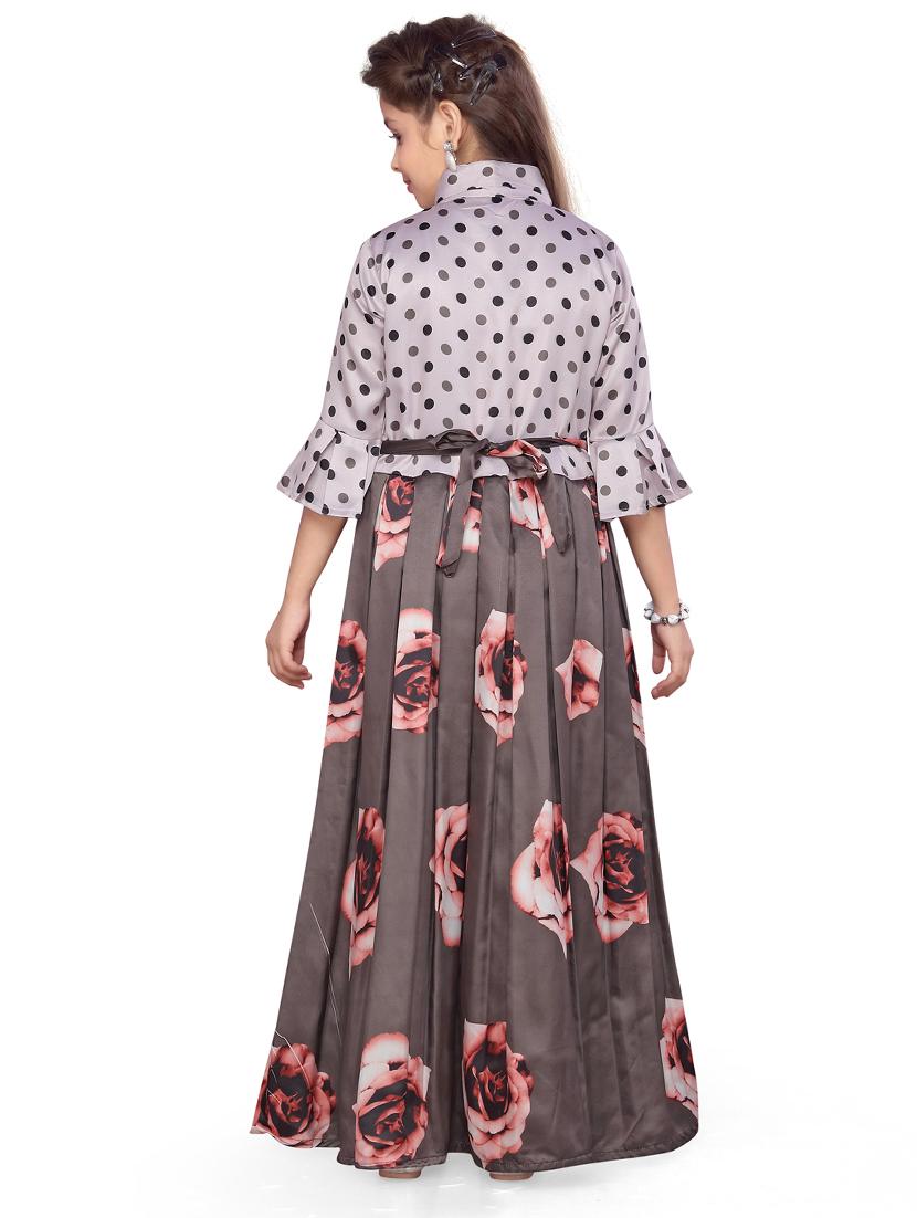 grey cotton blend party gown - 17032031 - Zoom Image - 3