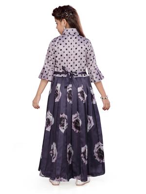 grey cotton blend party gown - 17032032 - Standard Image - 3