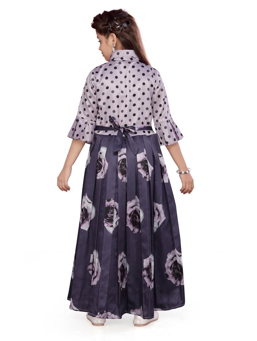 grey cotton blend party gown - 17032032 - Zoom Image - 3
