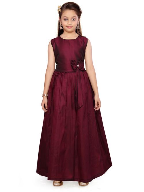 brown silk blend party gown - 17032056 - Standard Image - 1