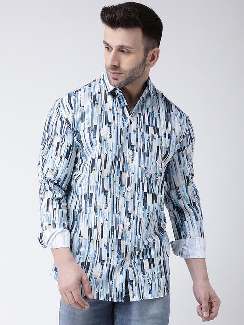 blue printed casual shirt - 17032519 - Standard Image - 1