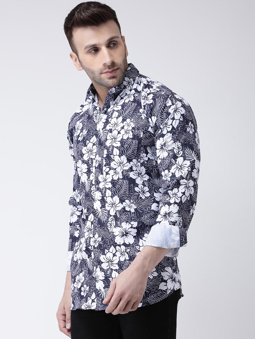 navy blue floral printed casual shirt - 17032521 - Zoom Image - 2