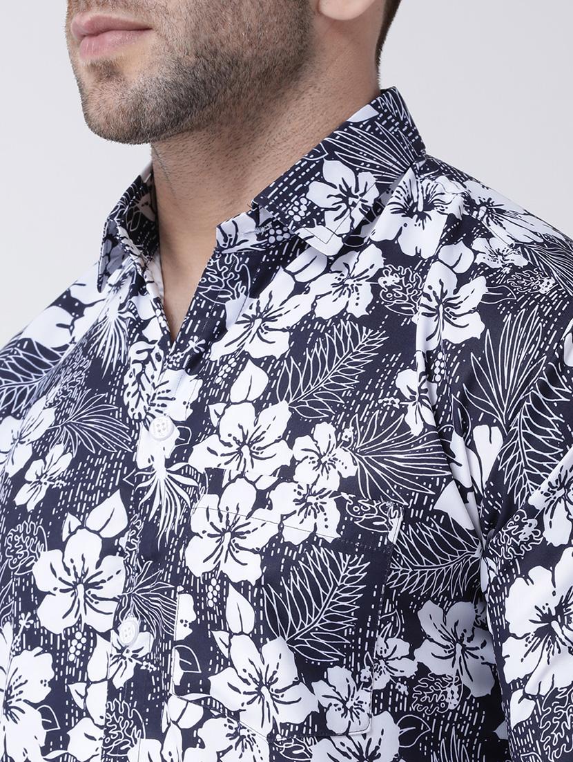 navy blue floral printed casual shirt - 17032521 - Zoom Image - 5