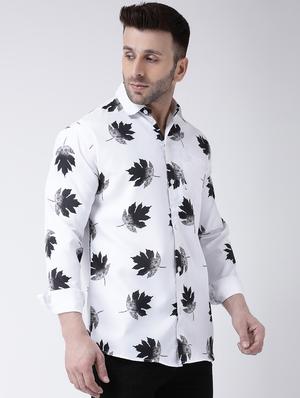 white tropical printed casual shirt - 17032528 - Standard Image - 2