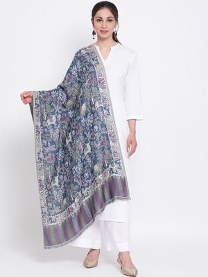 blue modal silk stole - 17032630 - Standard Image - 3
