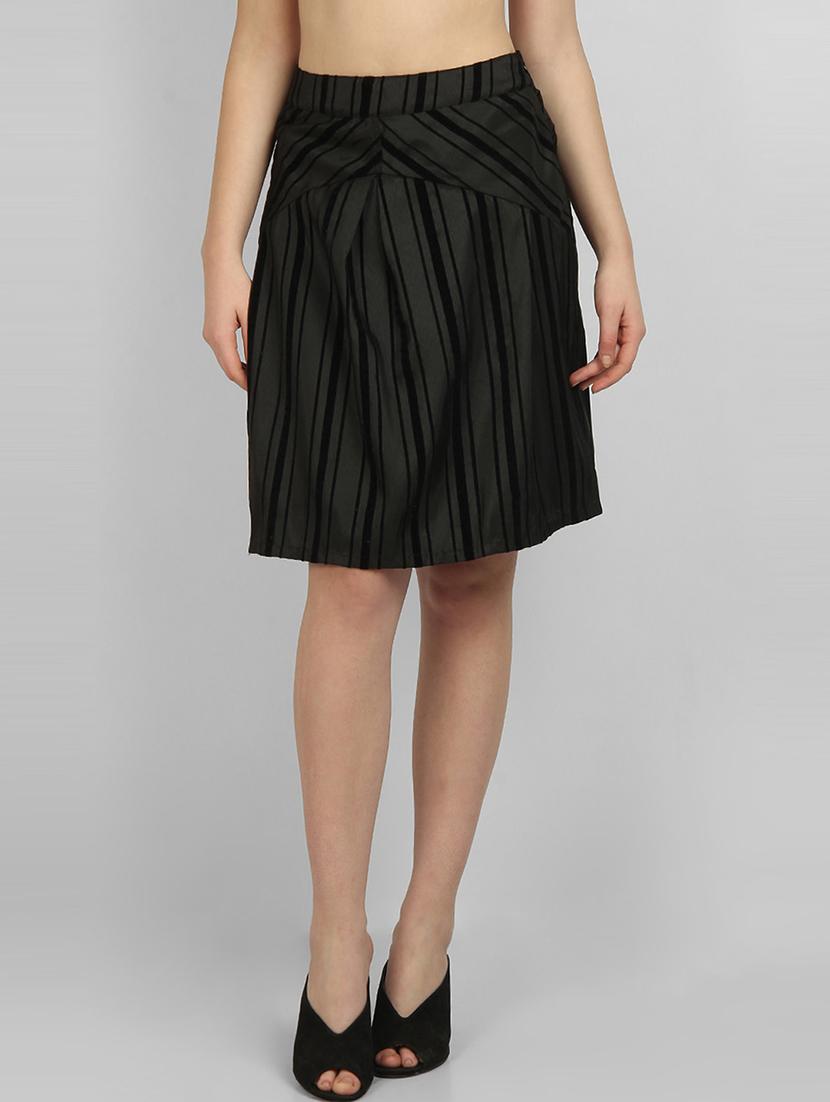 high rise striped a-line skirt - 17032684 - Zoom Image - 1