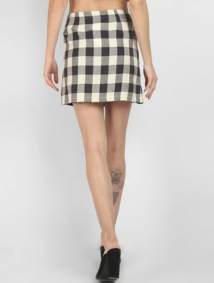 lace up checkered a-line skirt - 17032698 - Standard Image - 3