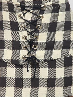 lace up checkered a-line skirt - 17032698 - Standard Image - 6