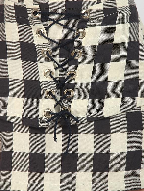 lace up checkered a-line skirt - 17032698 - Zoom Image - 6