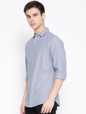 blue solid casual shirt - 17032823 - Standard Image - 2
