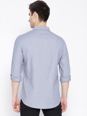 blue solid casual shirt - 17032823 - Standard Image - 3