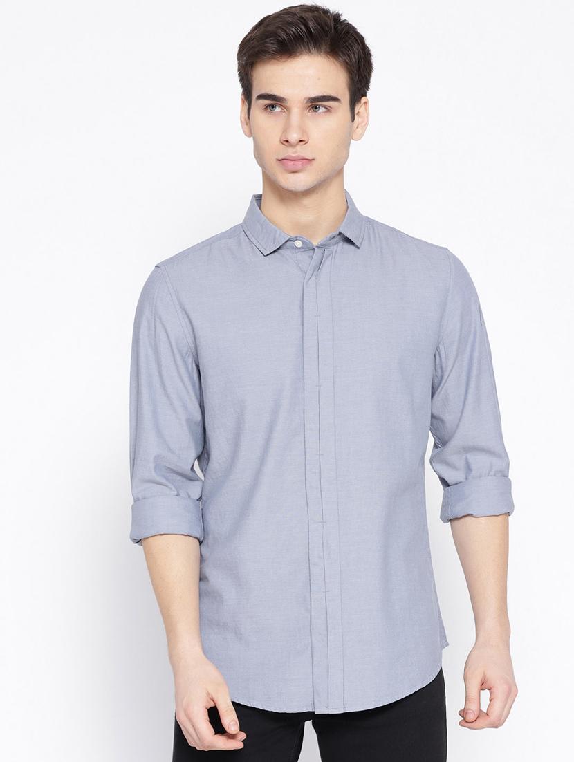 blue solid casual shirt - 17032823 - Zoom Image - 1
