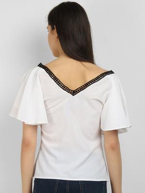 ruffle detail v neck top - 17032854 - Standard Image - 3
