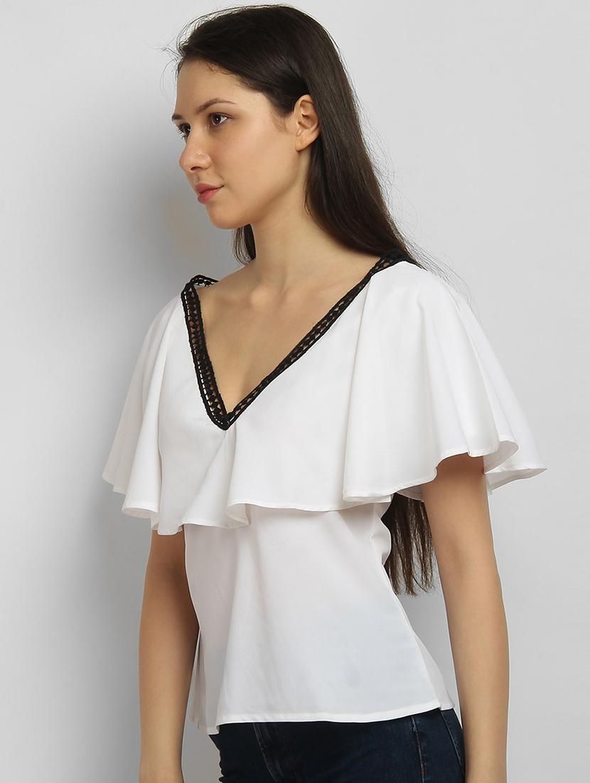 ruffle detail v neck top - 17032854 - Zoom Image - 2