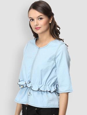 frill detail solid top - 17032906 - Standard Image - 2