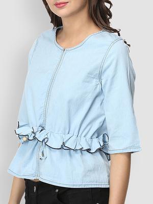 frill detail solid top - 17032906 - Standard Image - 5
