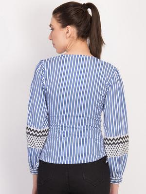 tie front striped top - 17032926 - Standard Image - 3