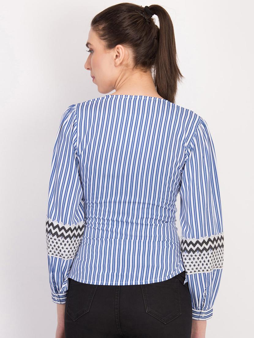 tie front striped top - 17032926 - Zoom Image - 3