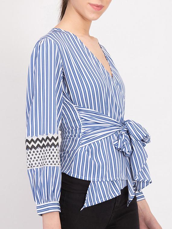 tie front striped top - 17032926 - Zoom Image - 6