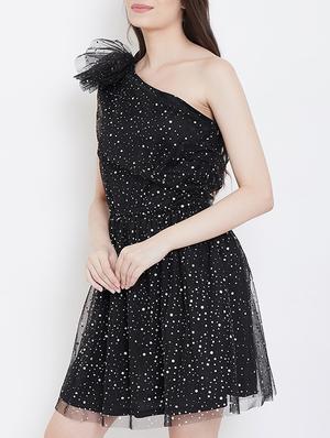 single shoulder polka dot dress - 17033841 - Standard Image - 5