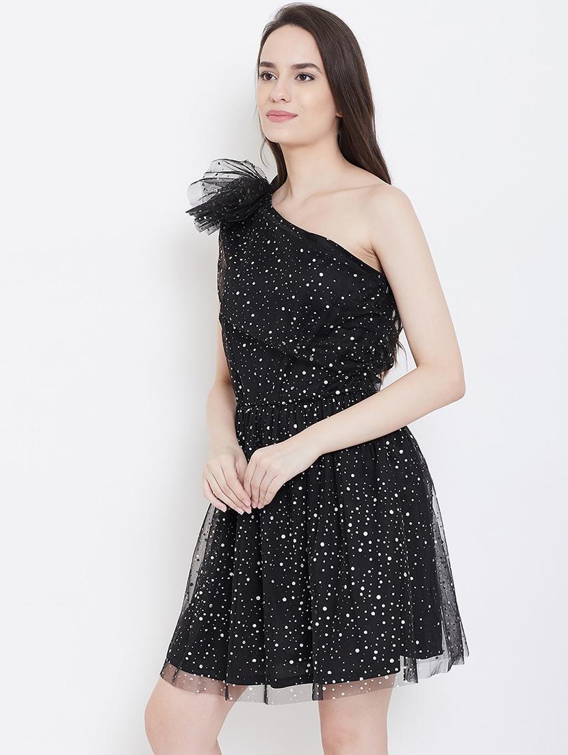 single shoulder polka dot dress - 17033841 - Zoom Image - 2