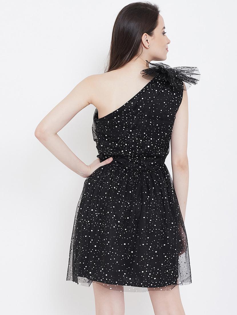 single shoulder polka dot dress - 17033841 - Zoom Image - 3