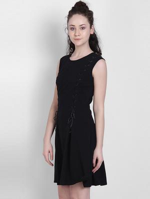 round neck flared dress - 17033859 - Standard Image - 2